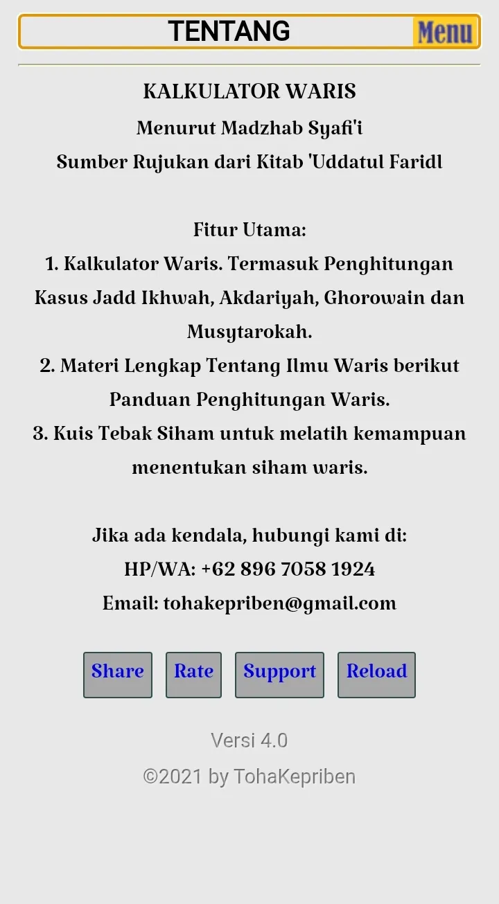 Kalkulator Waris Syafi'iyah | Indus Appstore | Screenshot