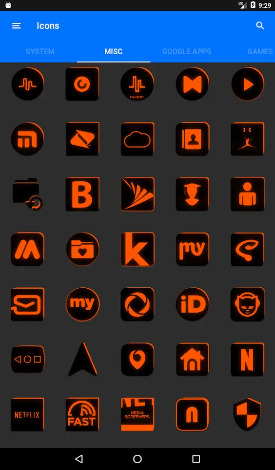 Flat Black and Orange IconPack | Indus Appstore | Screenshot