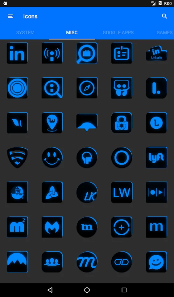 Flat Black and Blue Icon Pack | Indus Appstore | Screenshot