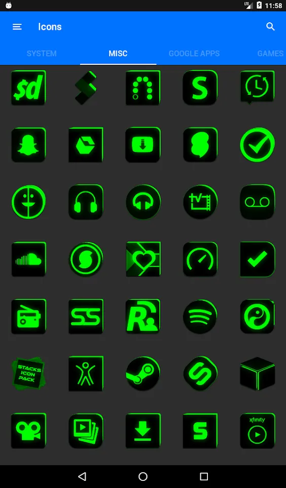 Flat Black and Green IconPack | Indus Appstore | Screenshot