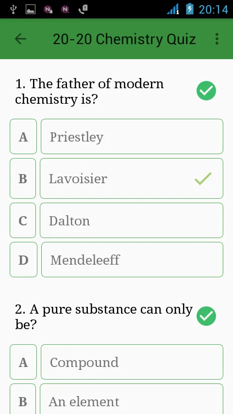 20-20 Chemistry Quizzes | Indus Appstore | Screenshot