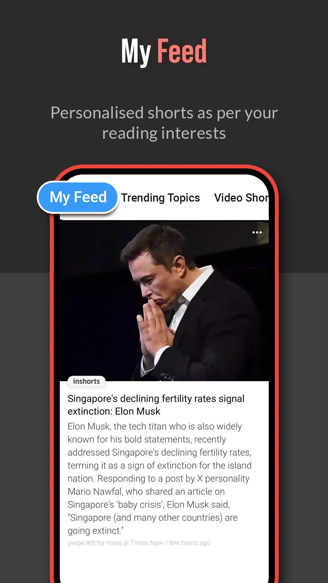 Inshorts - News in 60 words | Indus Appstore | Screenshot