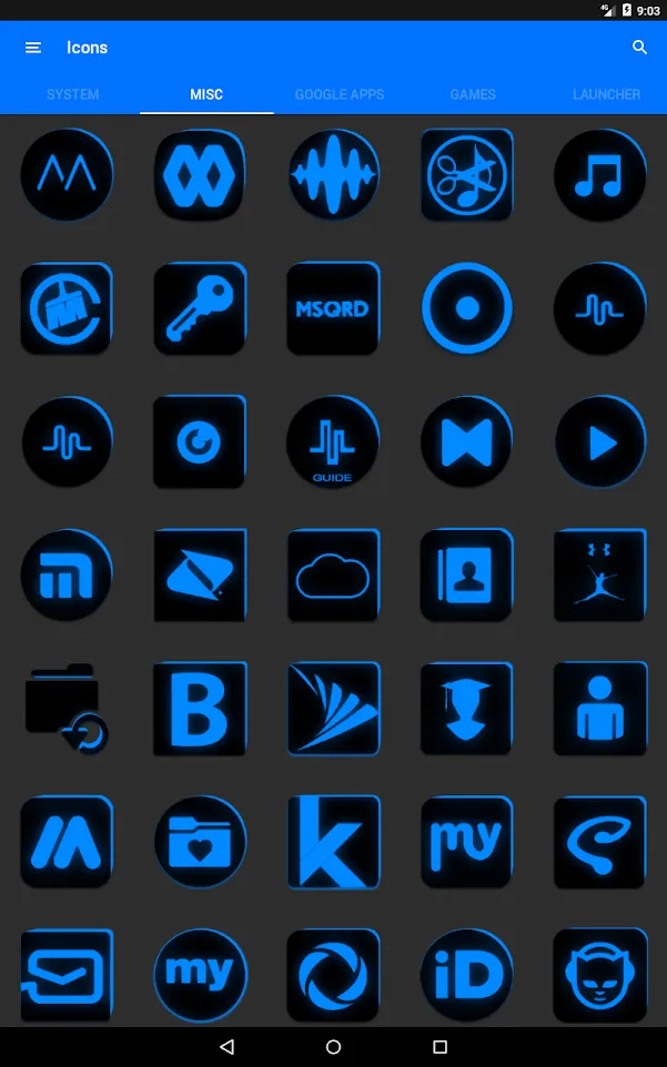 Flat Black and Blue Icon Pack | Indus Appstore | Screenshot