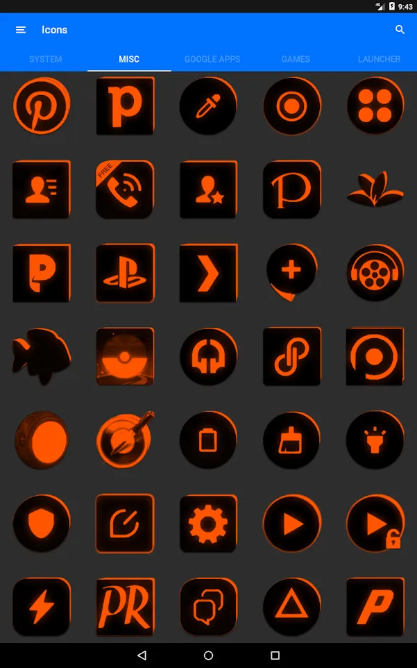 Flat Black and Orange IconPack | Indus Appstore | Screenshot