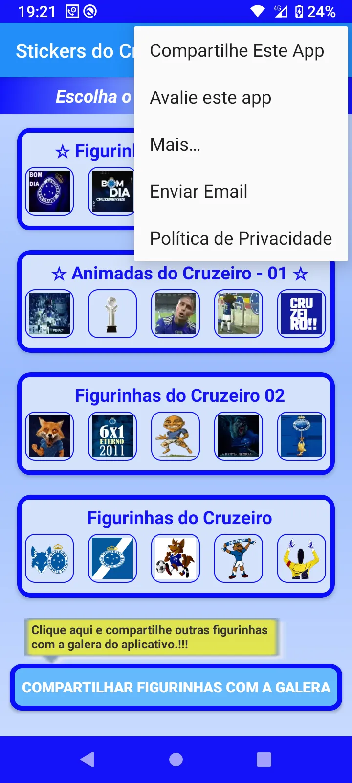 Stickers do Cruzeiro | Indus Appstore | Screenshot