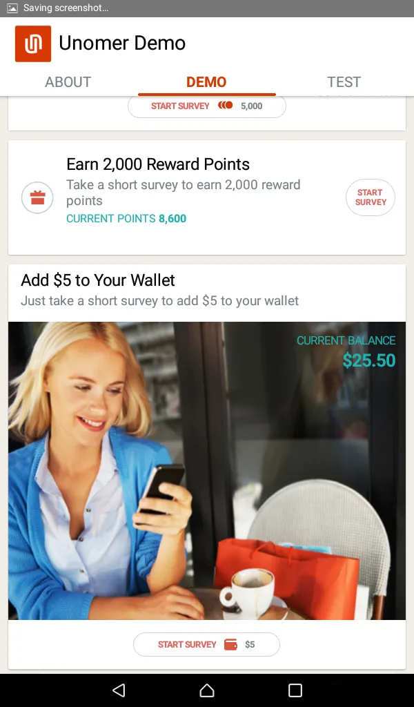Unomer Mobile Surveys Demo | Indus Appstore | Screenshot