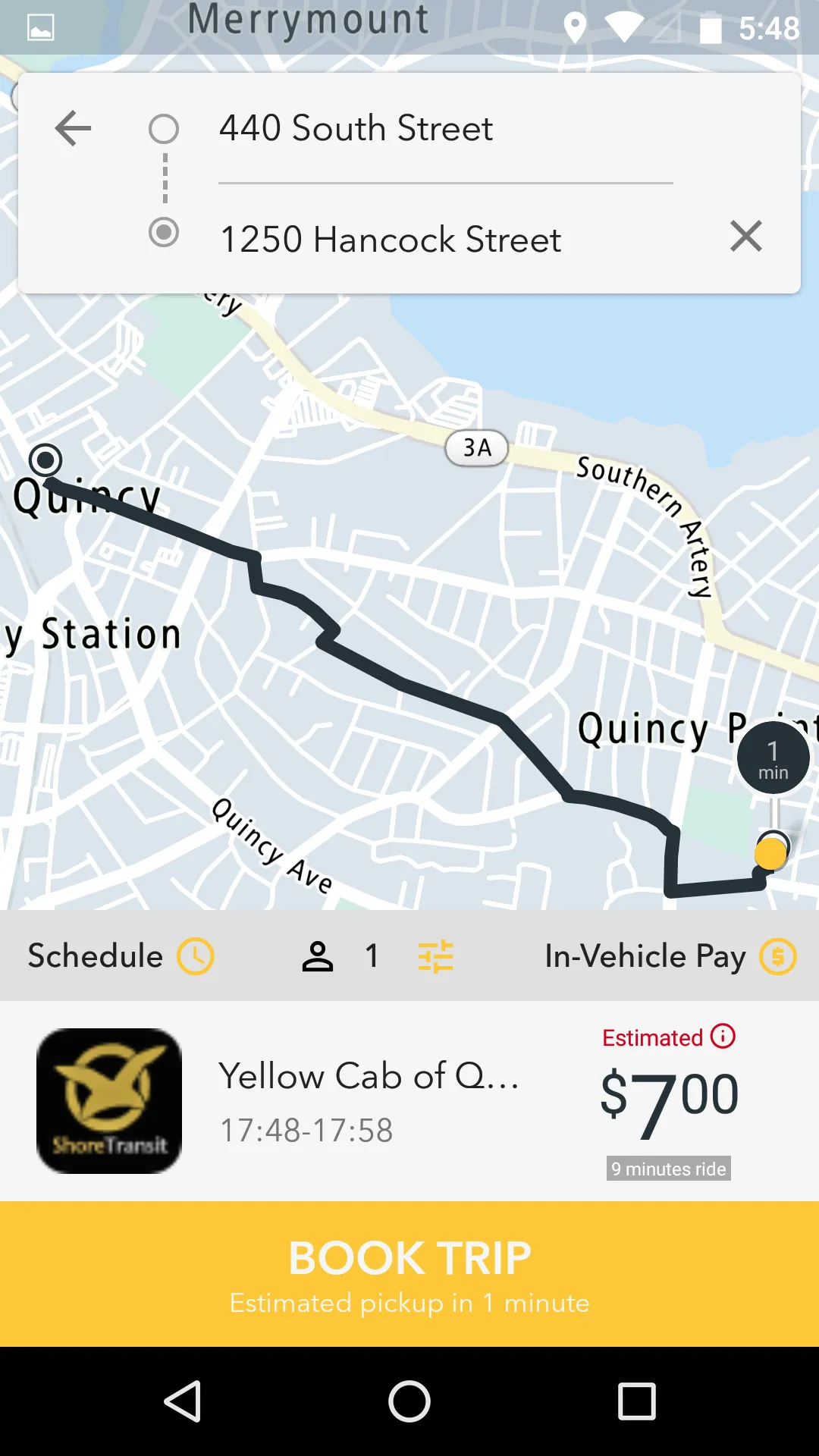 Yellow Cab of Quincy | Indus Appstore | Screenshot