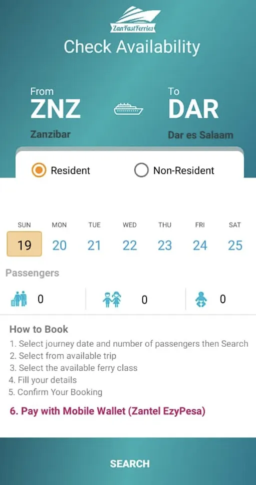 Zan Fast Ferries | Indus Appstore | Screenshot