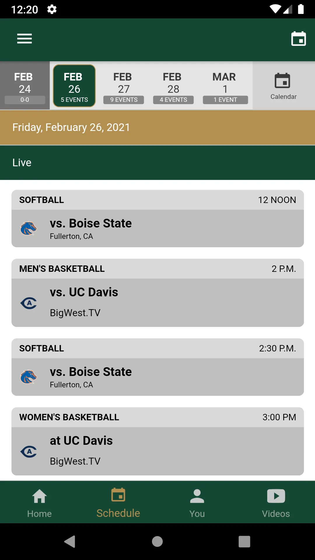 Cal Poly Athletics | Indus Appstore | Screenshot