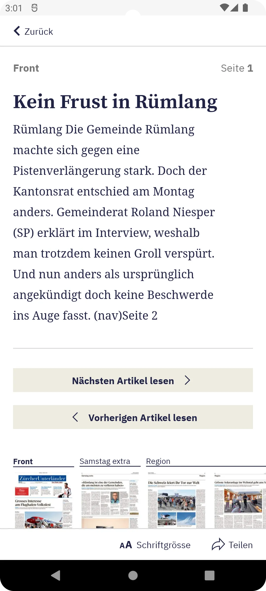 Zürcher Unterländer E-Paper | Indus Appstore | Screenshot