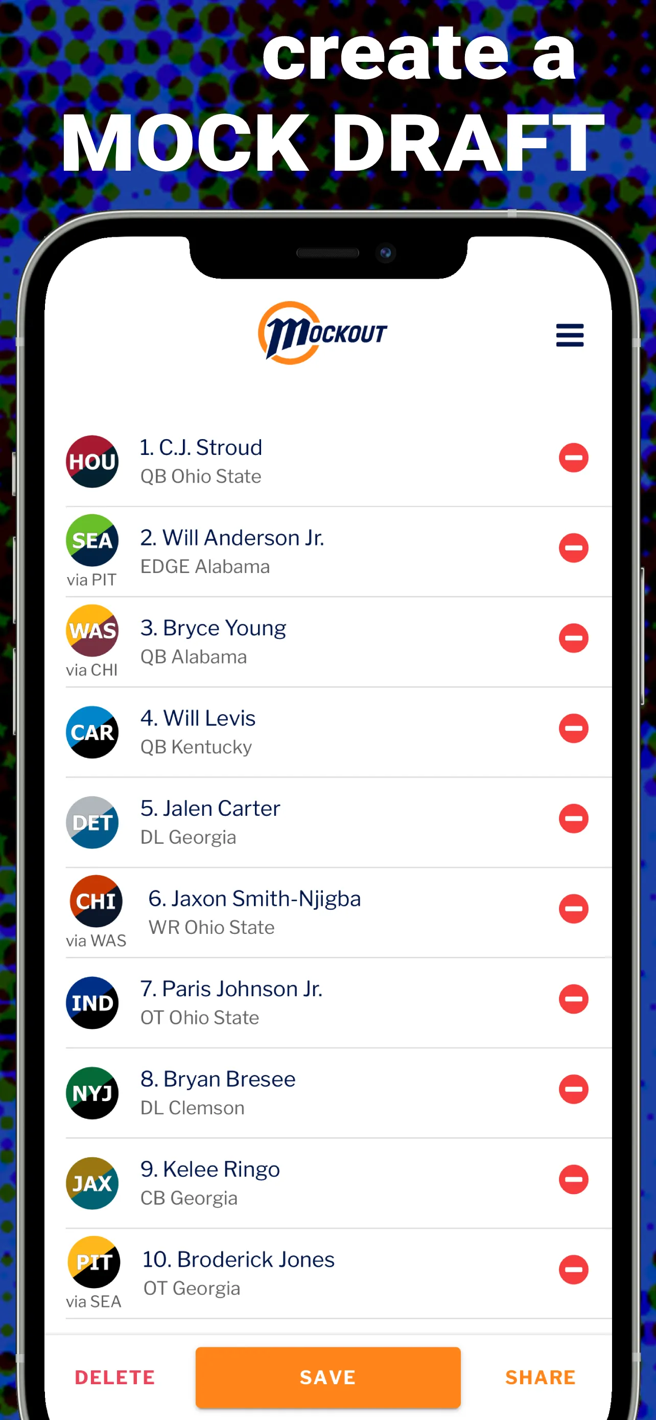 MockOut - NFL Mock Draft Game | Indus Appstore | Screenshot