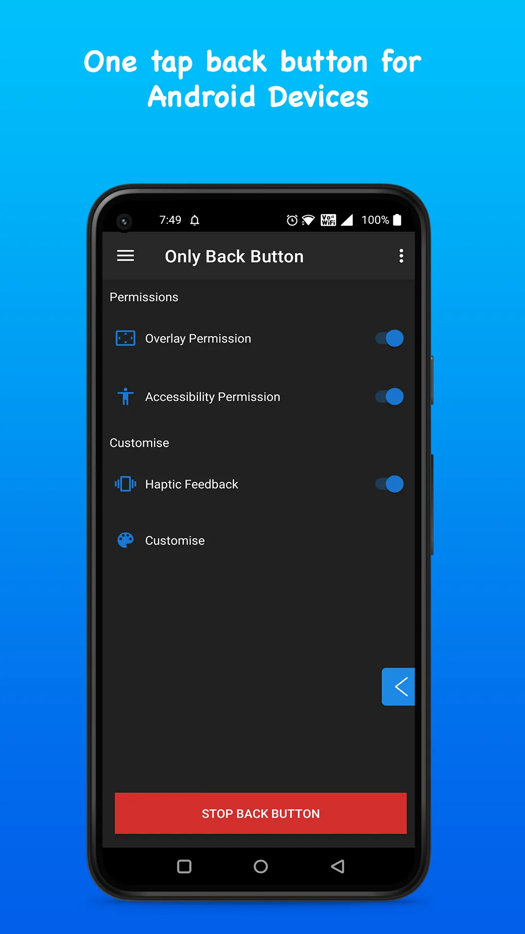 Only Back Button - 1 tap Back | Indus Appstore | Screenshot