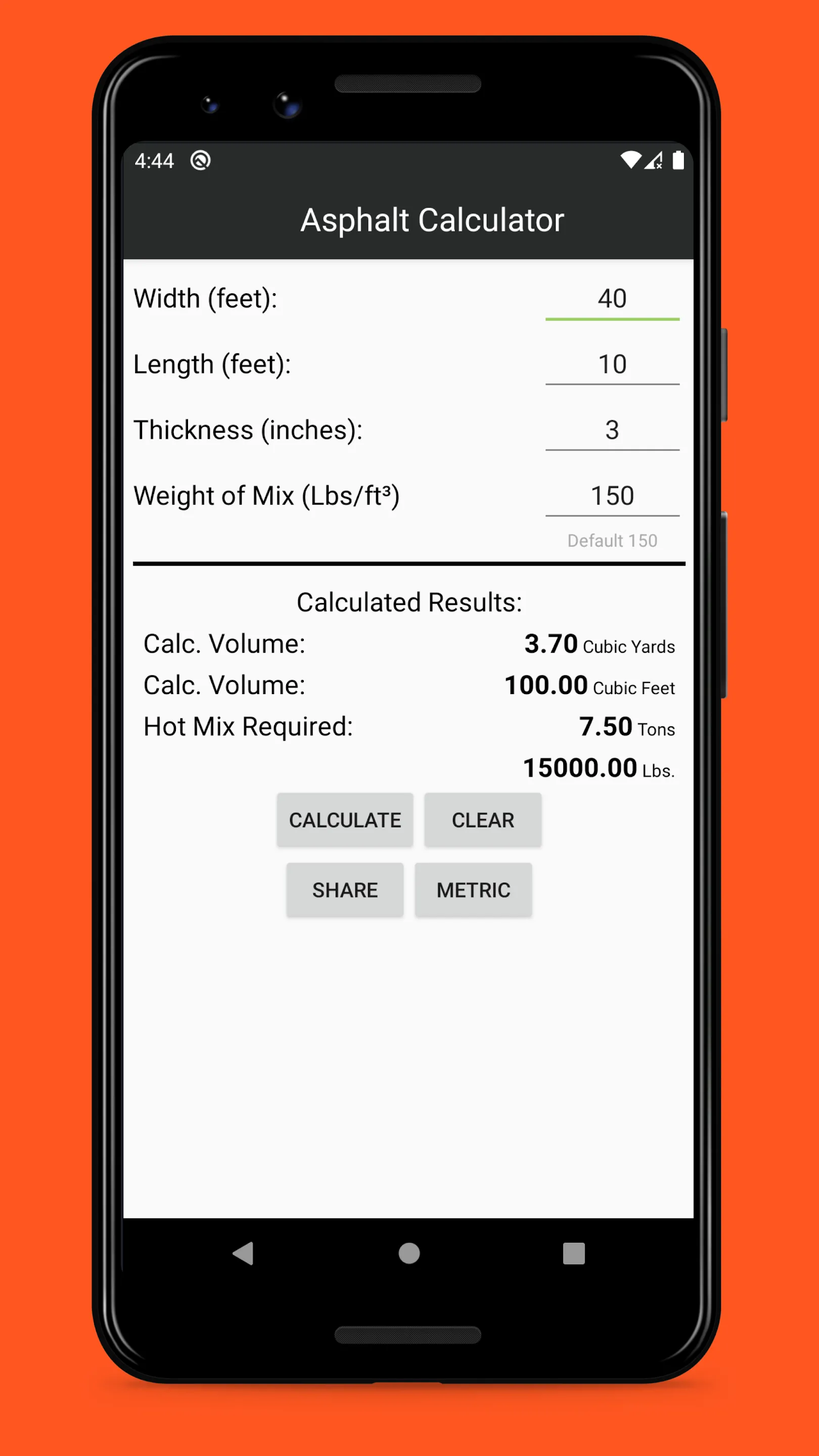 Asphalt Calculator Pro | Indus Appstore | Screenshot