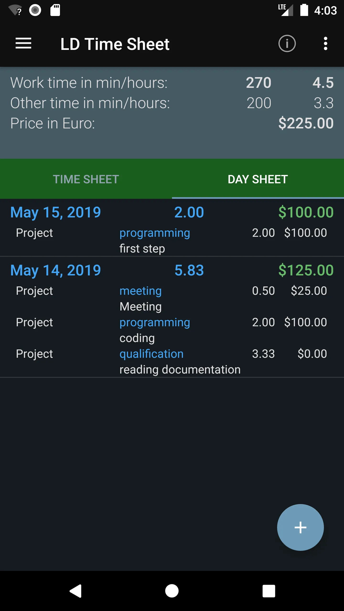 LD Time Sheet for Projects | Indus Appstore | Screenshot