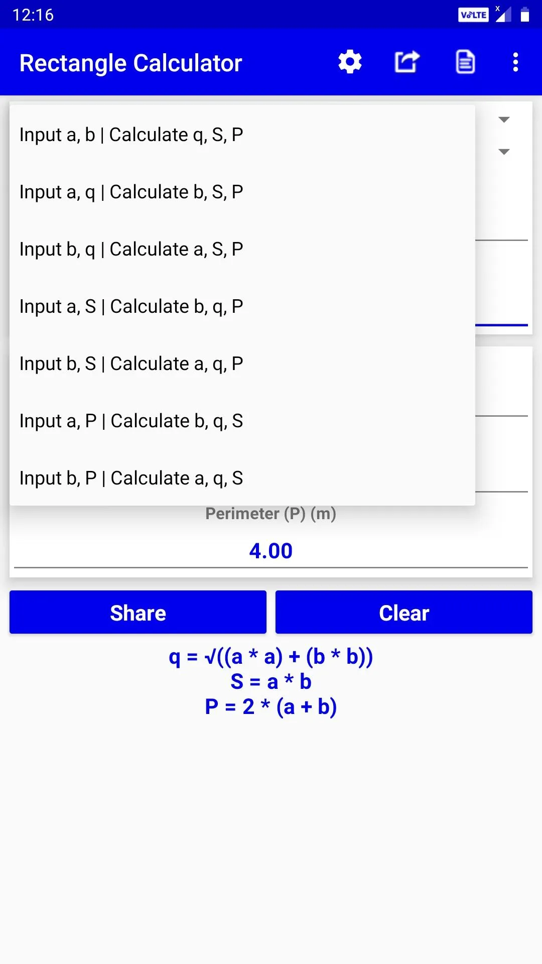 Rectangle Calculator | Indus Appstore | Screenshot