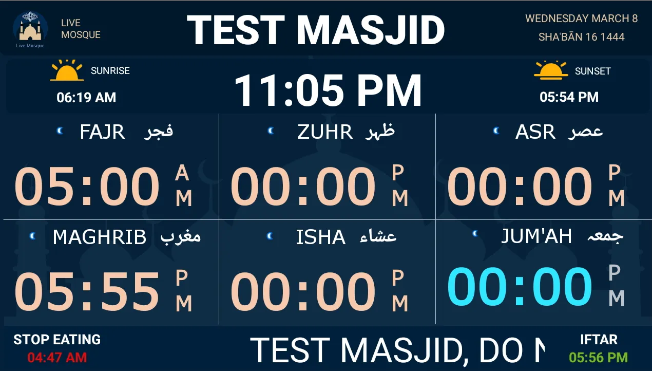 Mosjid Clock (Masjid Display) | Indus Appstore | Screenshot