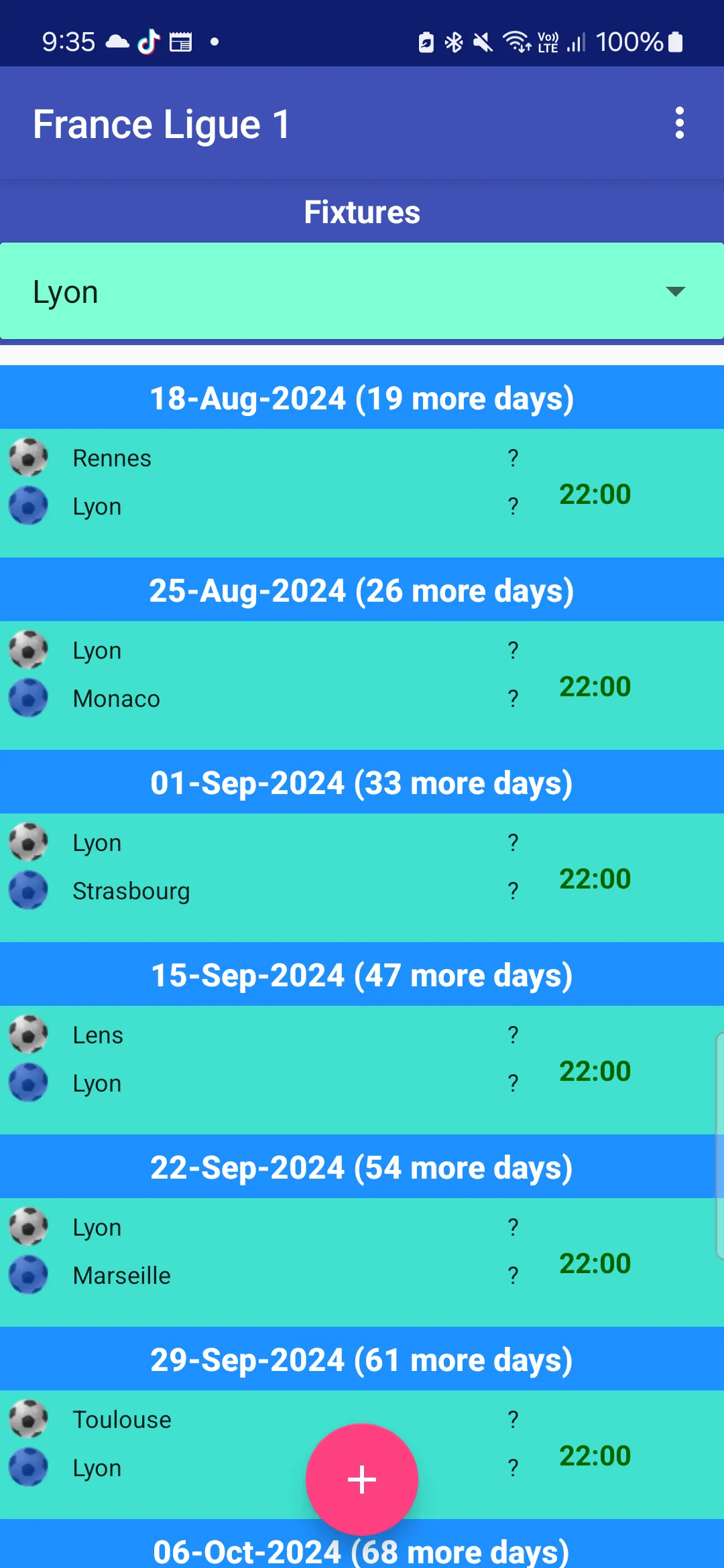 Calendar for France Ligue 1 | Indus Appstore | Screenshot