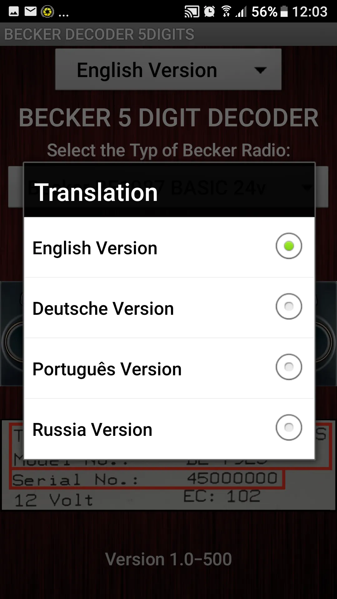 Becker 5Digit Radio Code | Indus Appstore | Screenshot