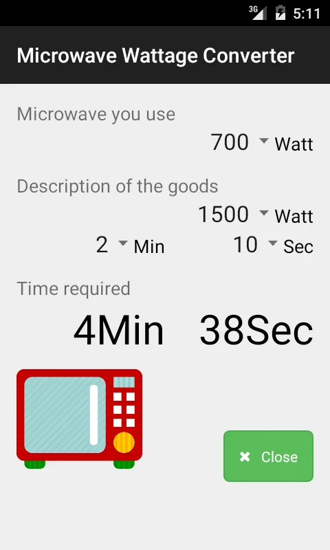 Microwave Wattage Converter | Indus Appstore | Screenshot