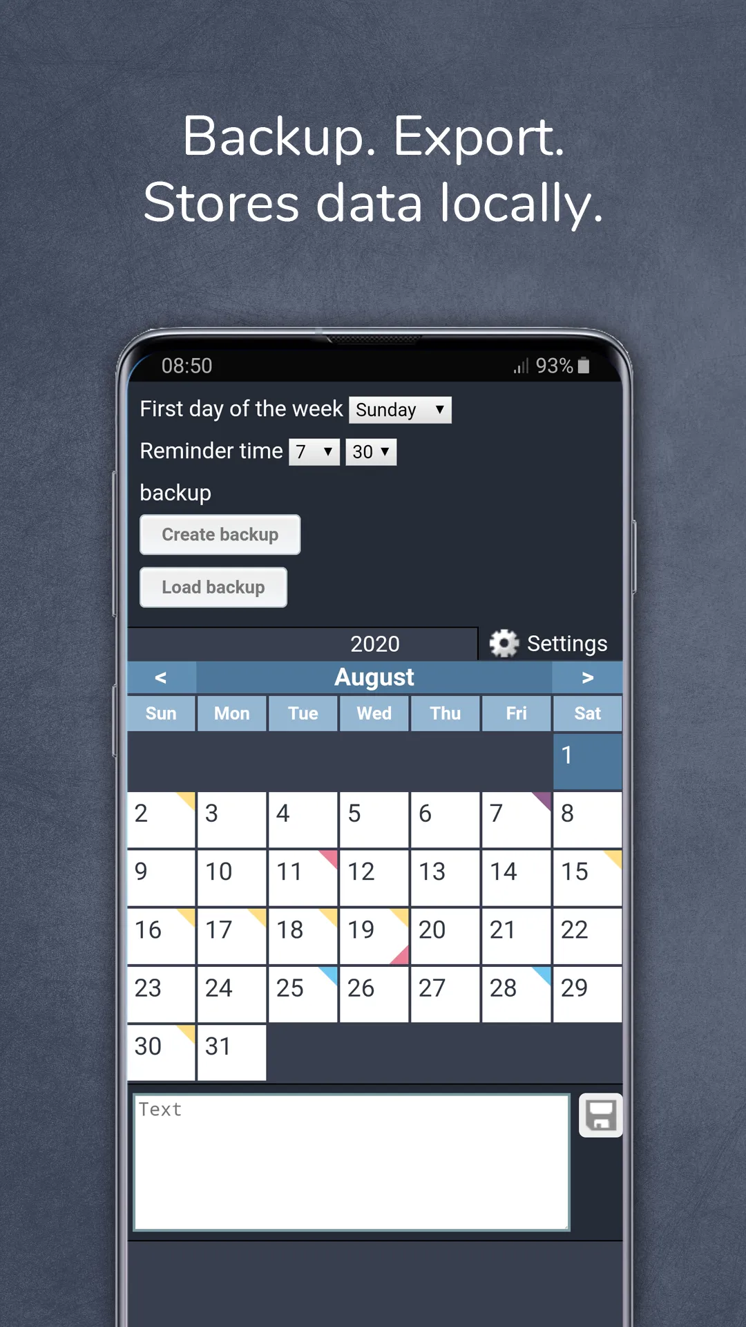 Calendar with Colors | Indus Appstore | Screenshot