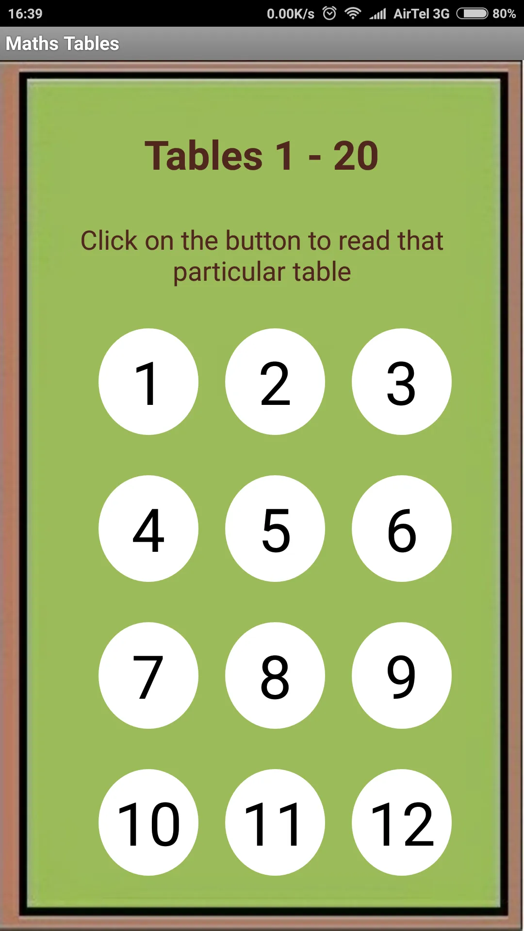 Maths Tables | Indus Appstore | Screenshot