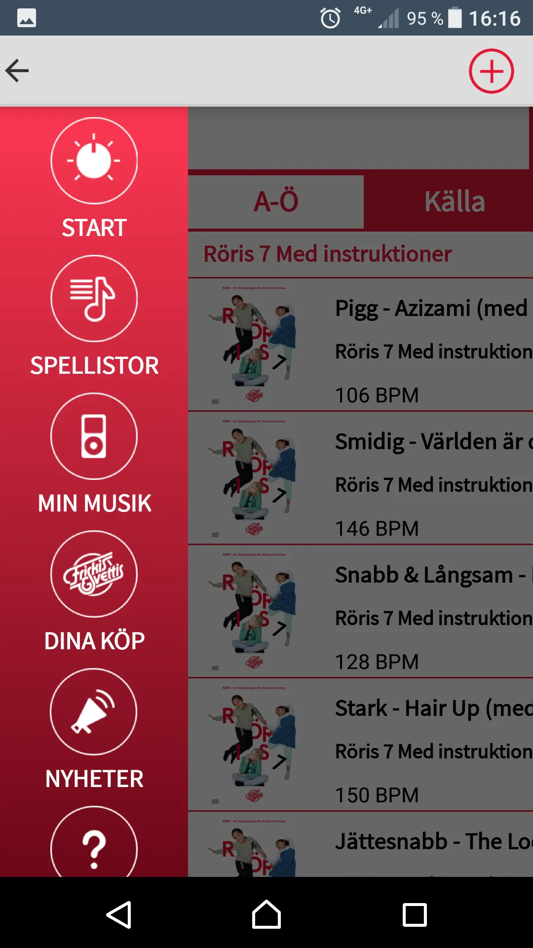 Friskis&Svettis Musikspelare | Indus Appstore | Screenshot