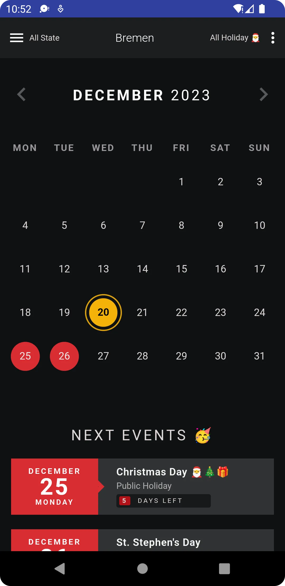 Germany Holiday Calendar | Indus Appstore | Screenshot