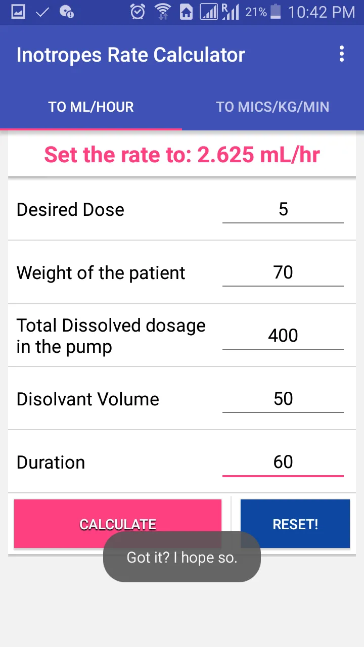 Inotropes Rate Calculator | Indus Appstore | Screenshot