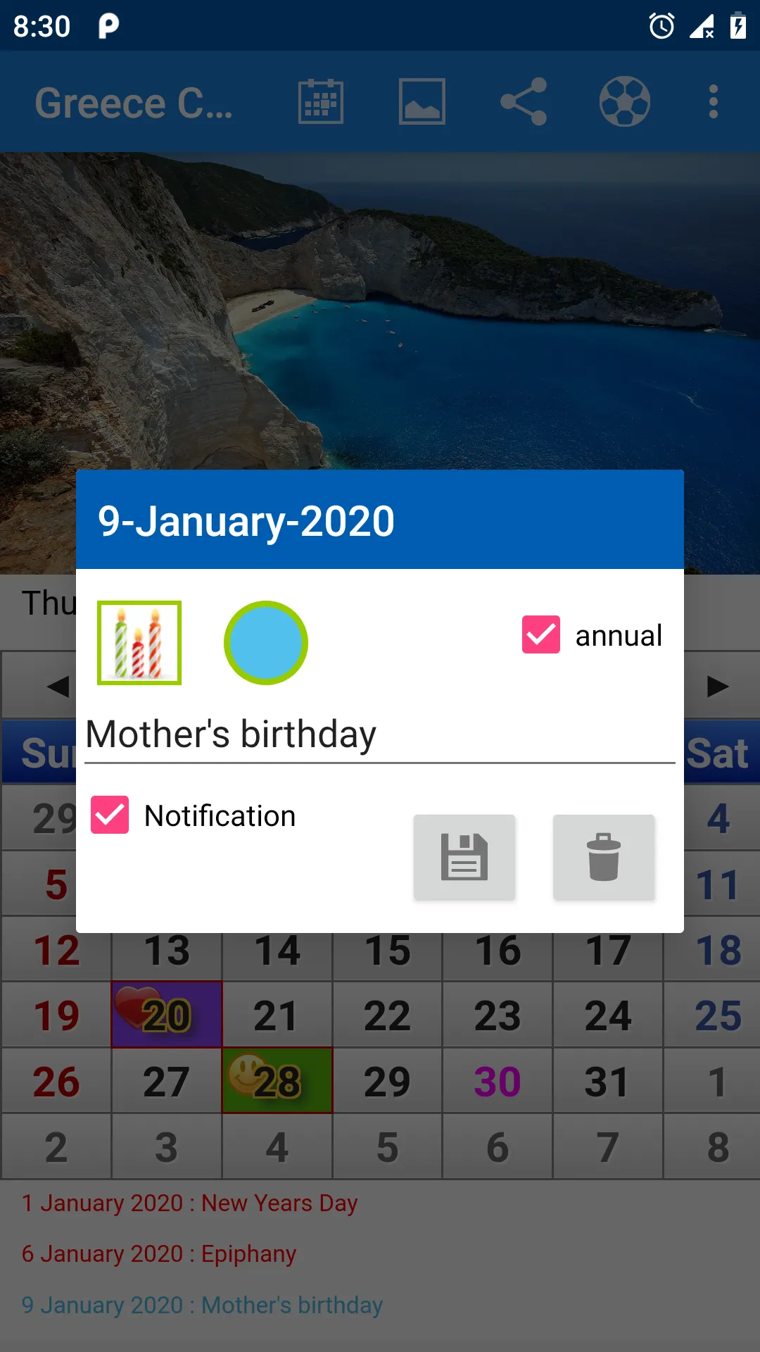 Greece Calendar - Holidays 202 | Indus Appstore | Screenshot