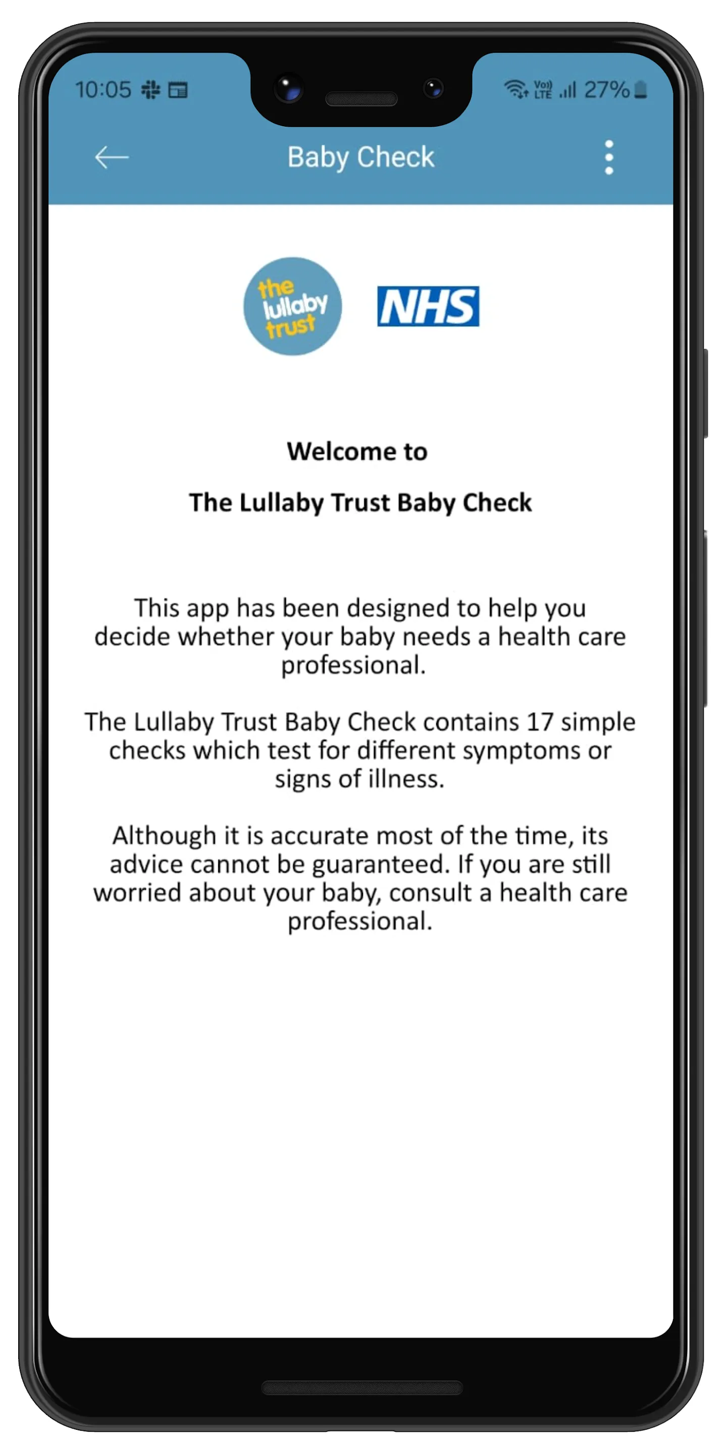 The Lullaby Trust Baby Check | Indus Appstore | Screenshot