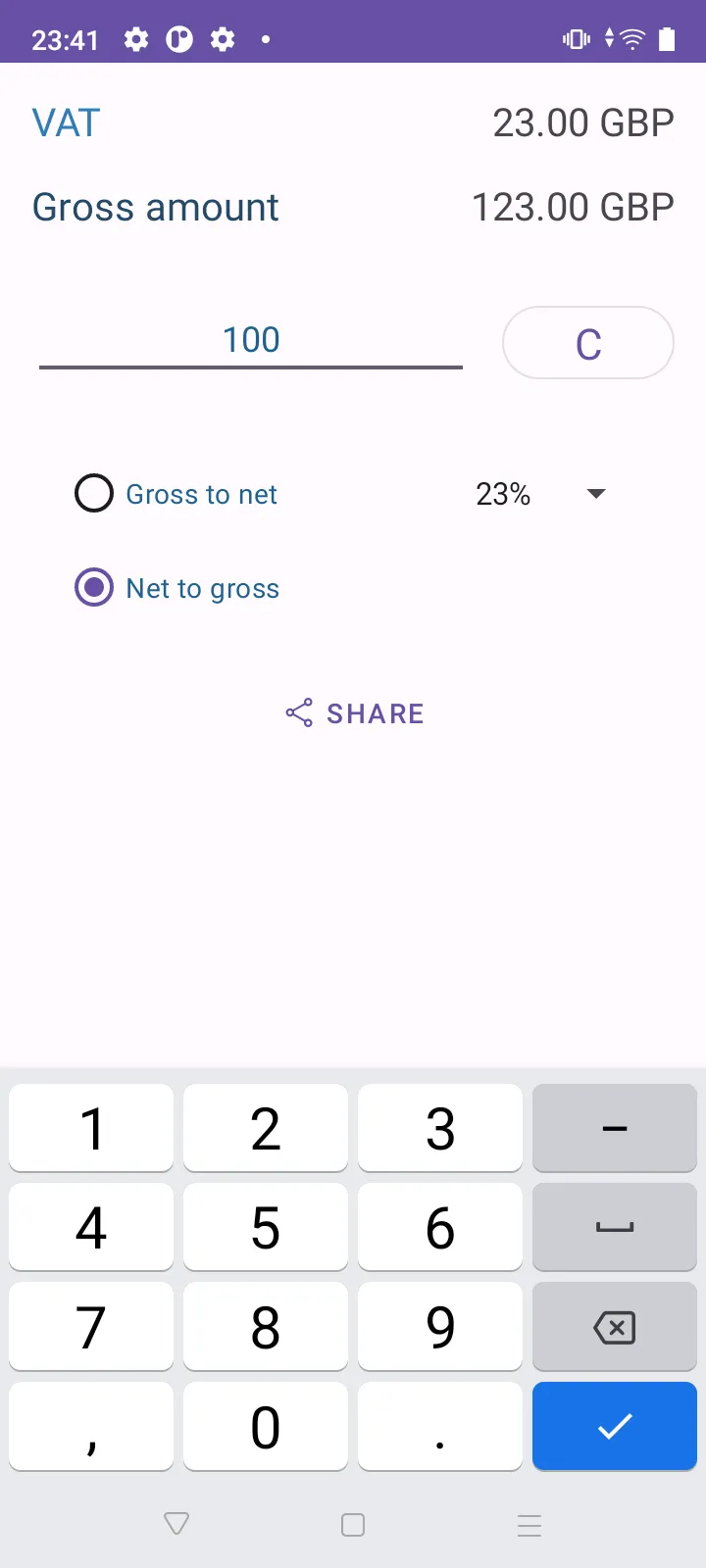 Calculator VAT gross nett | Indus Appstore | Screenshot