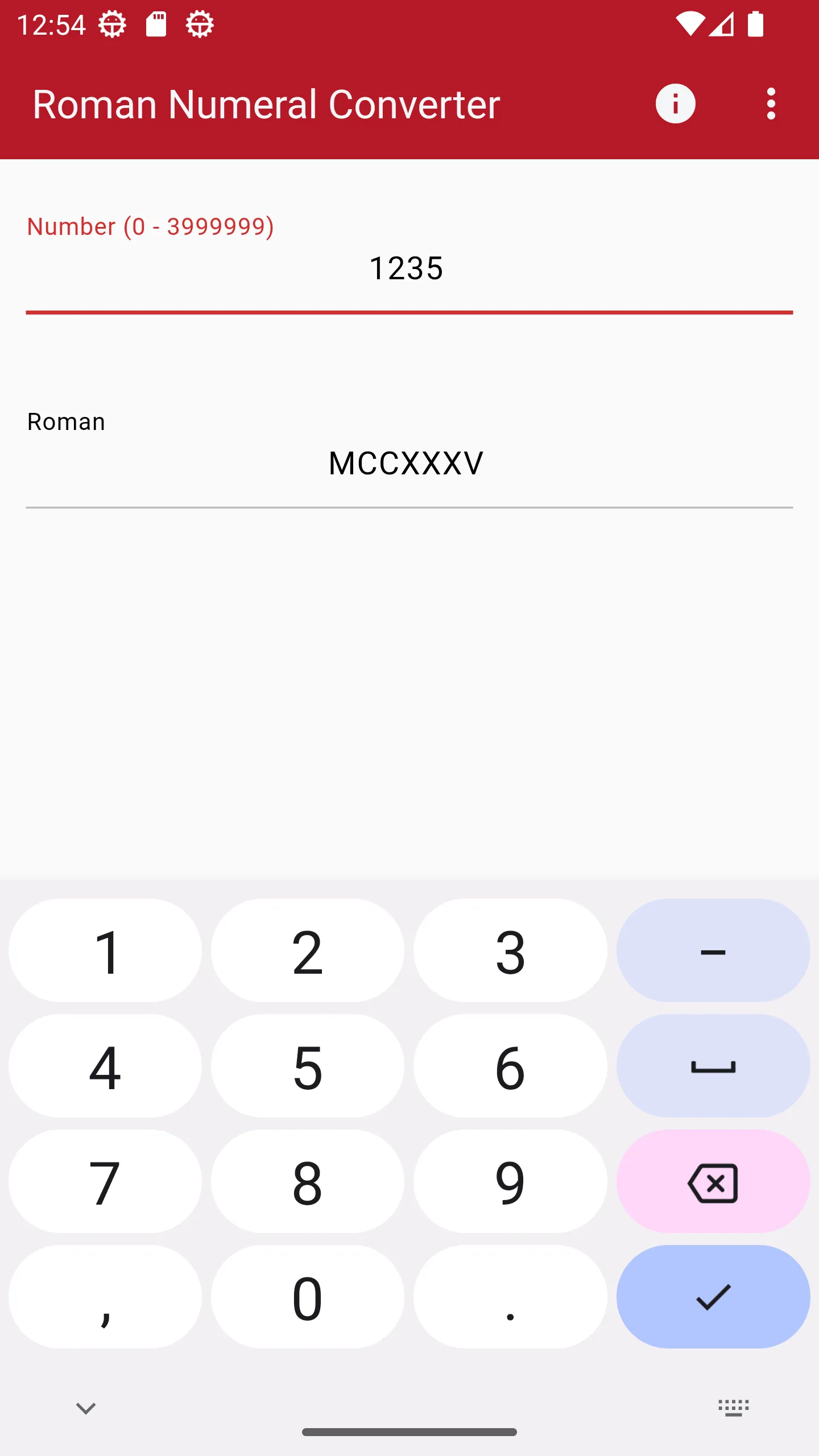 Roman Numeral Converter | Indus Appstore | Screenshot