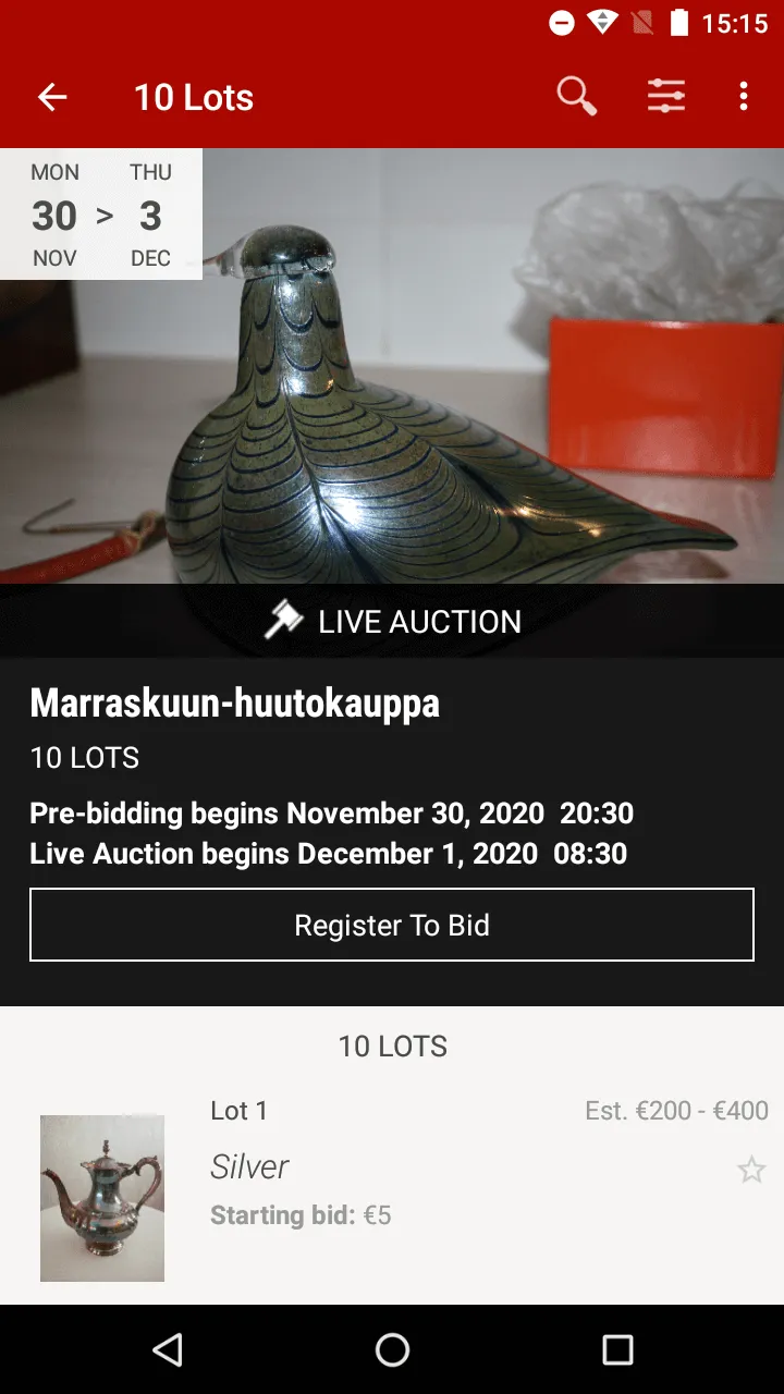 Vilin valinnan Huutokauppa | Indus Appstore | Screenshot