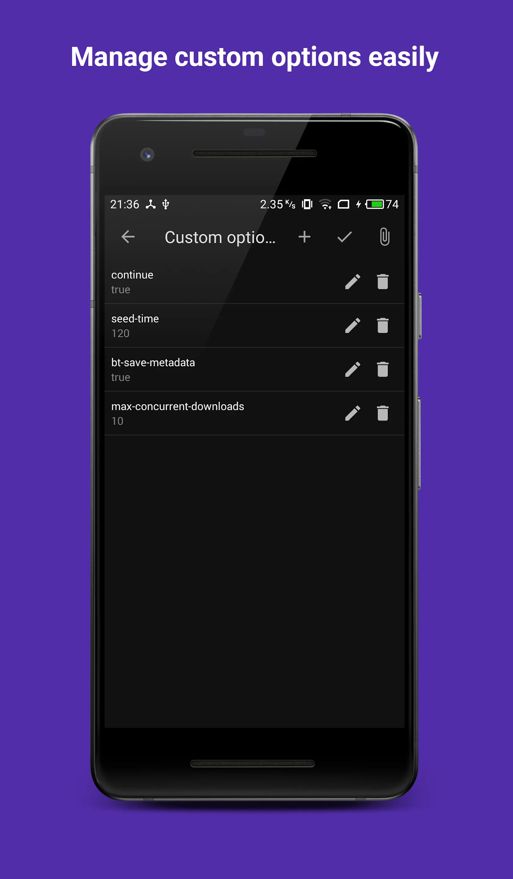 Aria2Android  (open source) | Indus Appstore | Screenshot