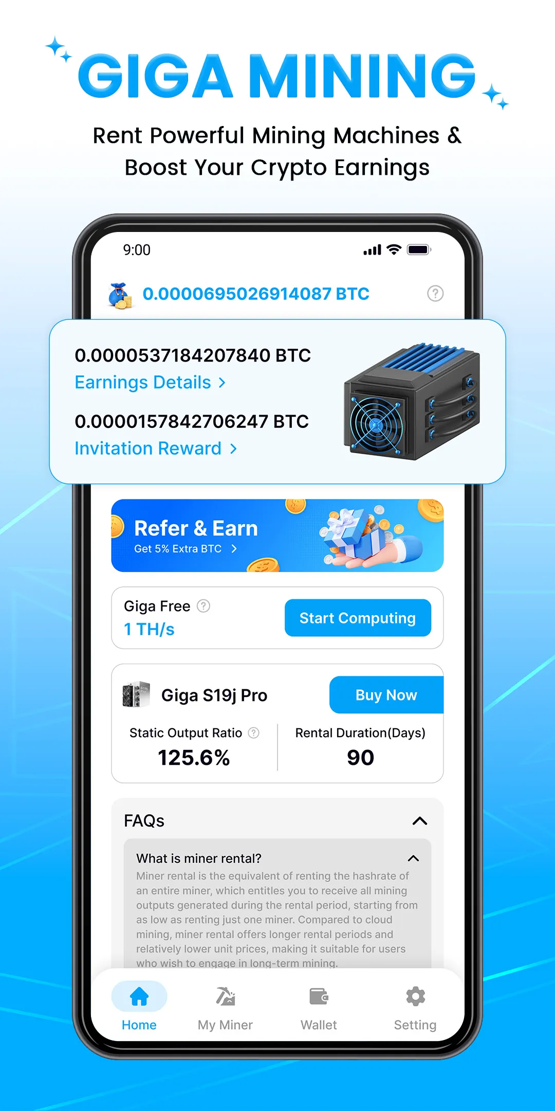 Giga Miner, Bitcoin Mining - Apps on Indus Appstore
