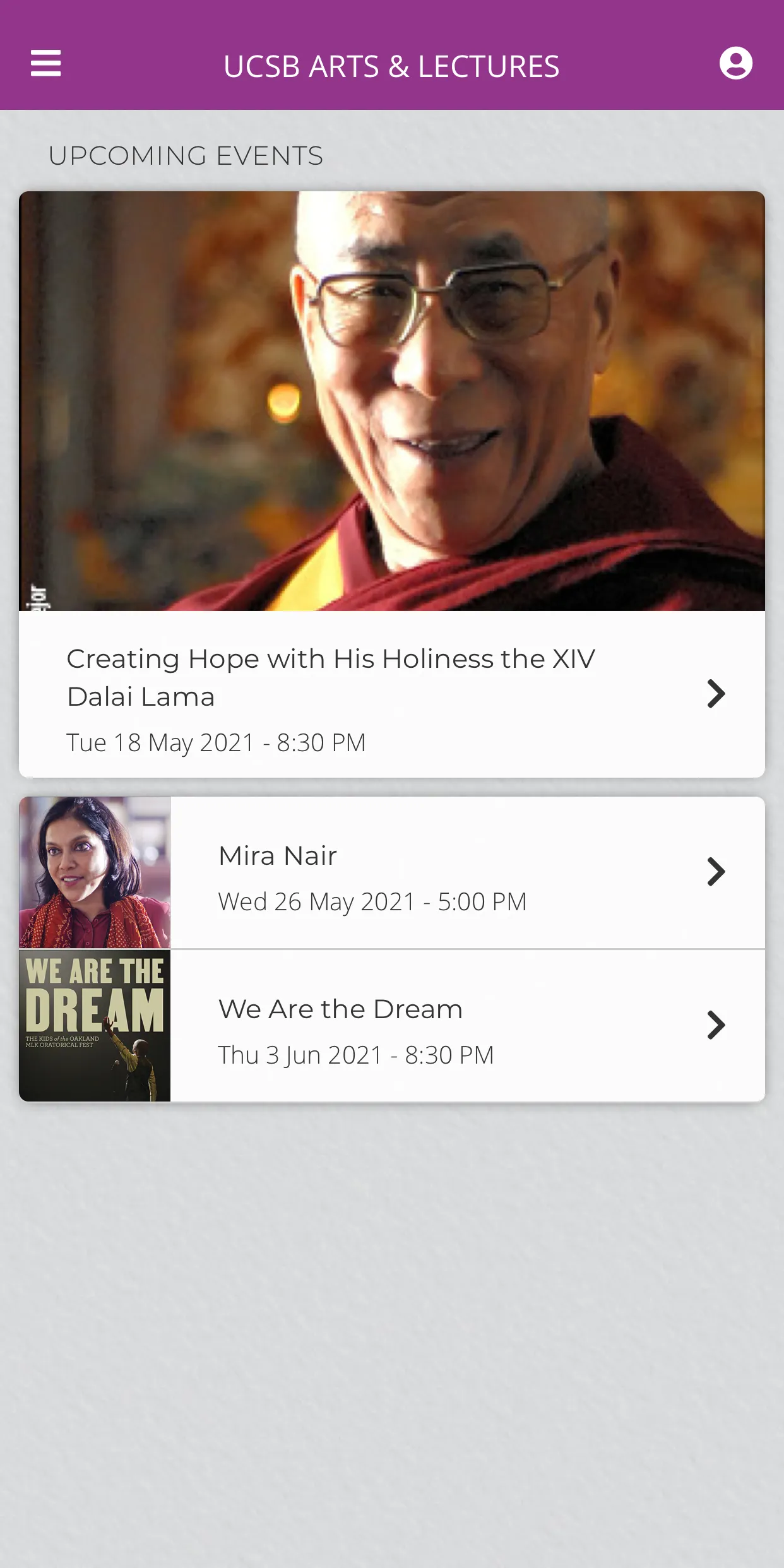 UCSB Arts & Lectures | Indus Appstore | Screenshot