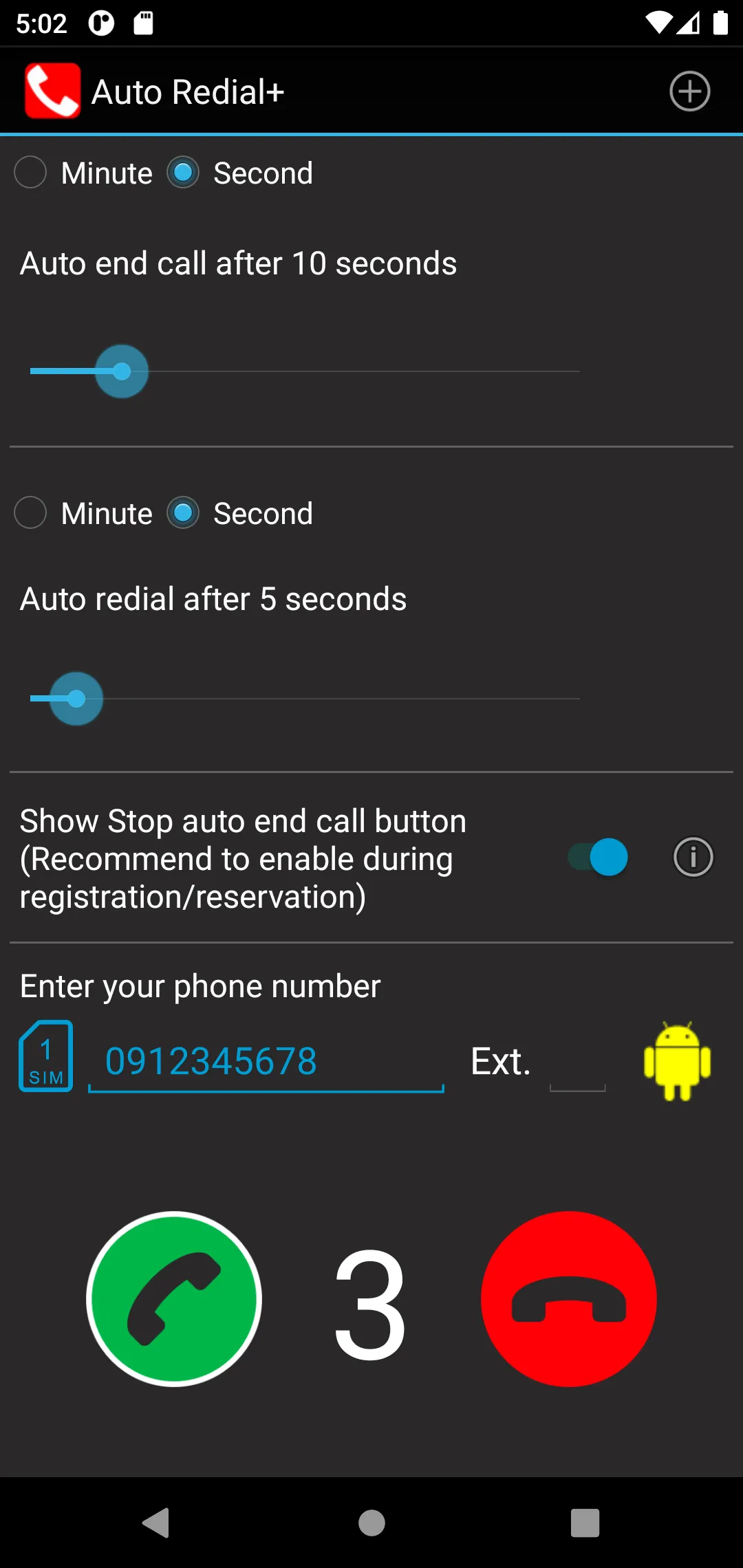 Auto Redial | call timer | Indus Appstore | Screenshot