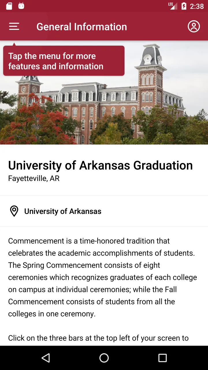 Univ of Arkansas Graduation | Indus Appstore | Screenshot