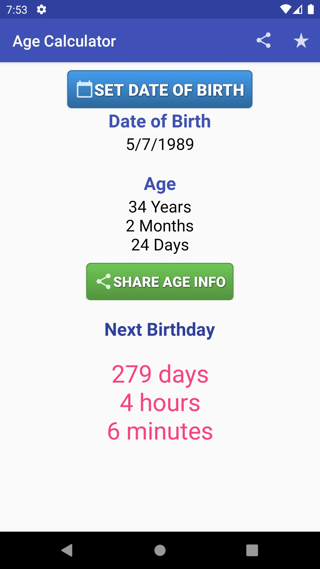 Age Calculator | Indus Appstore | Screenshot