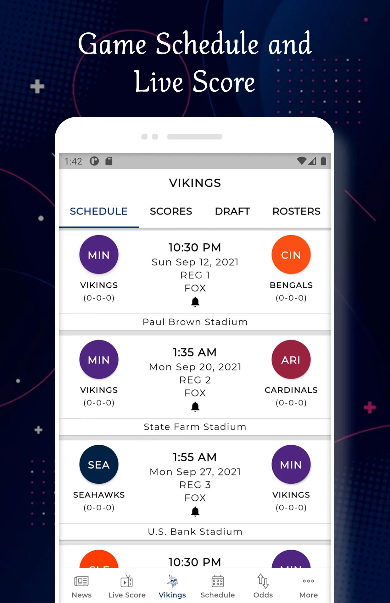 Minnesota - Football Livescore | Indus Appstore | Screenshot