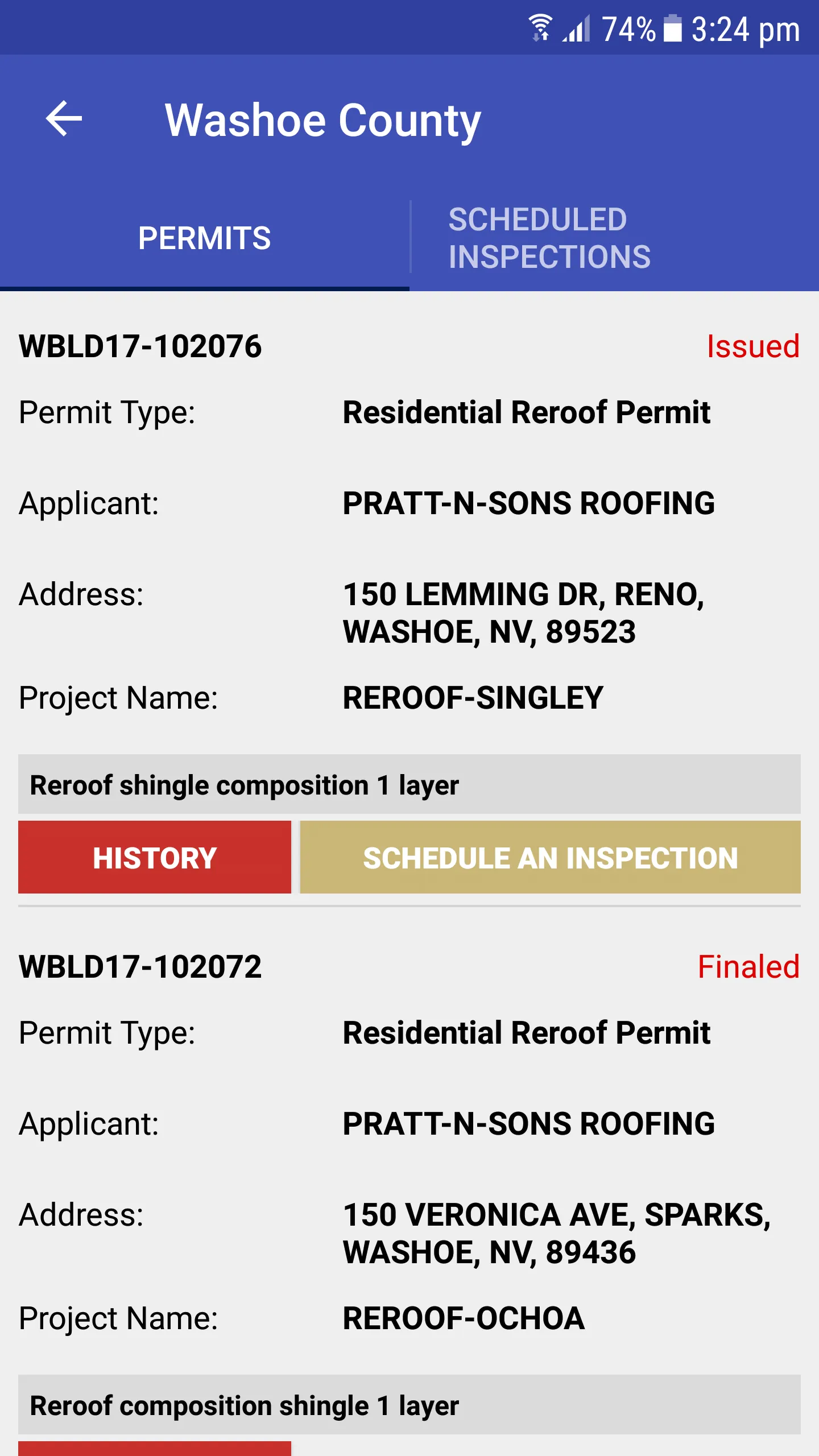 Washoe Building Inspections | Indus Appstore | Screenshot