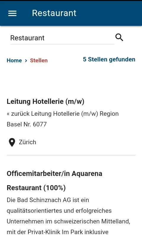 SWISS HOTEL JOBS | Indus Appstore | Screenshot