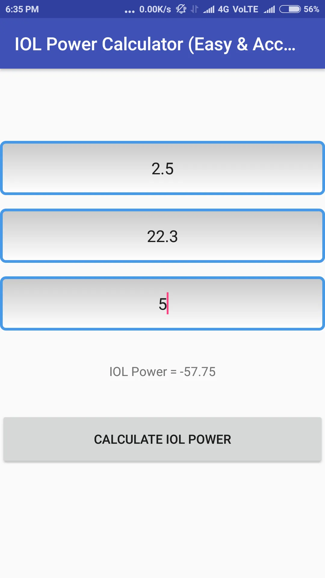 IOL Power Calculator | Indus Appstore | Screenshot