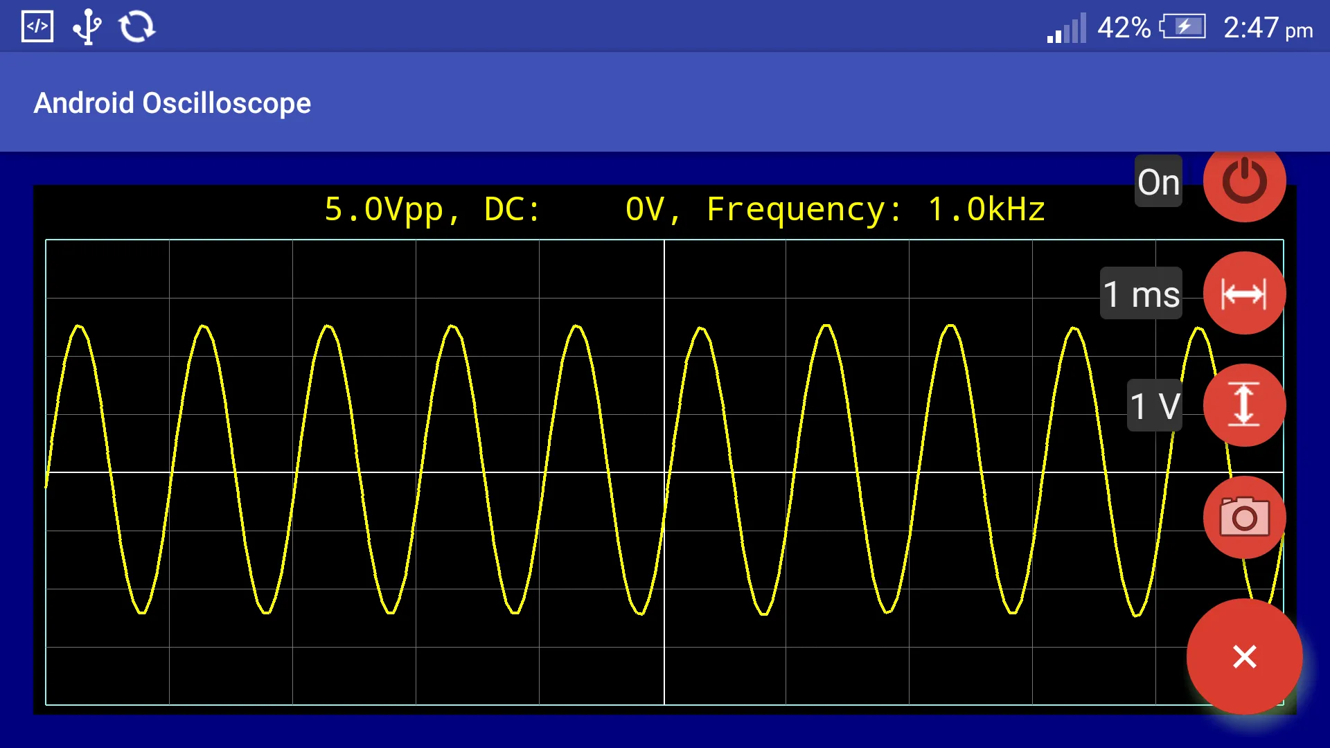 USB Accessory Oscilloscope | Indus Appstore | Screenshot