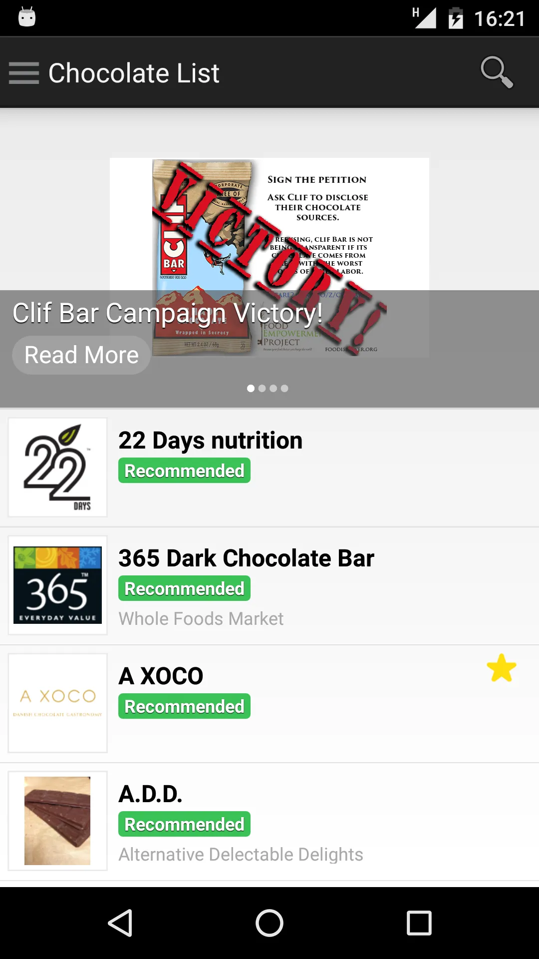 Chocolate List | Indus Appstore | Screenshot