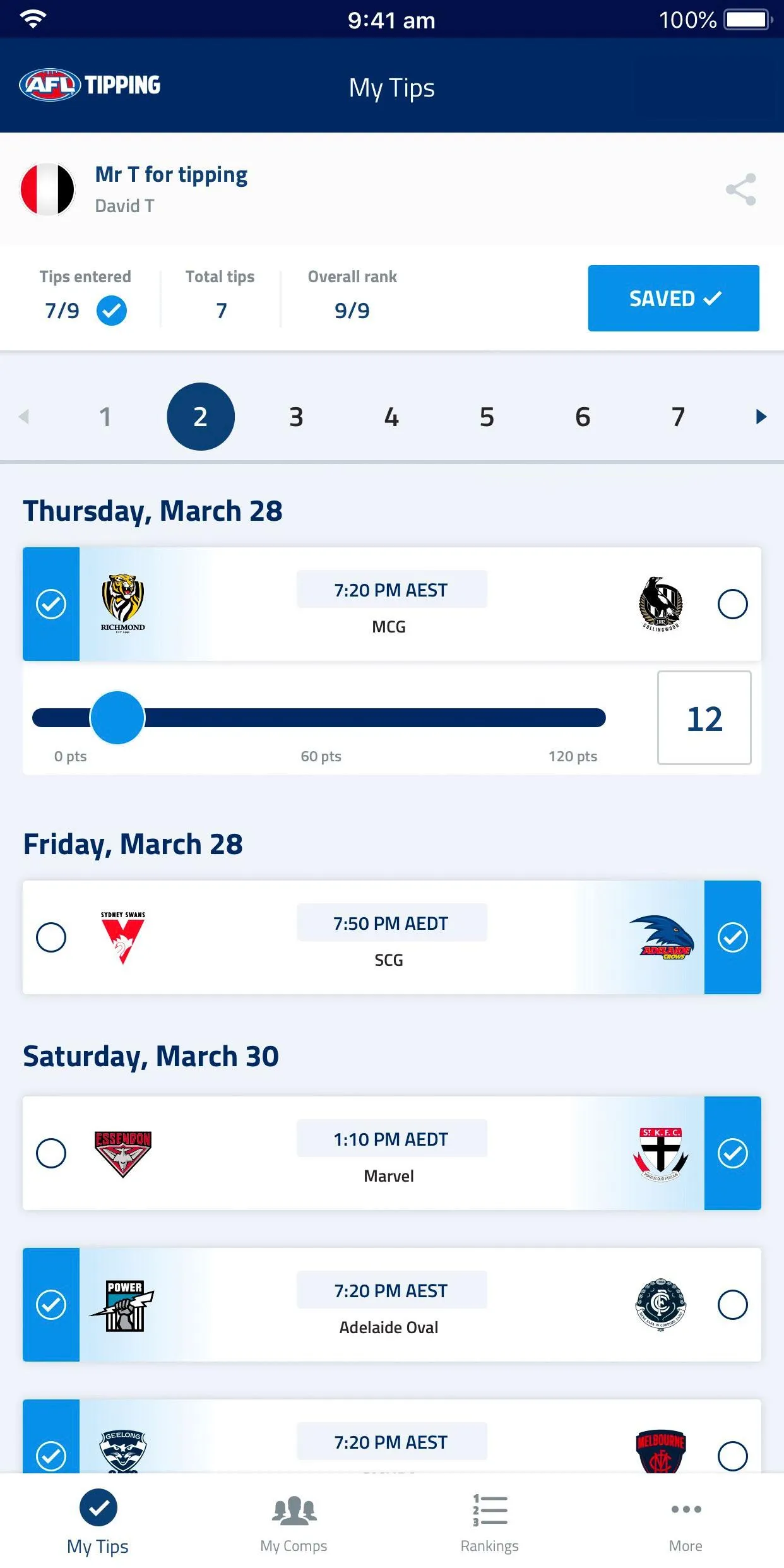 AFL Tipping | Indus Appstore | Screenshot