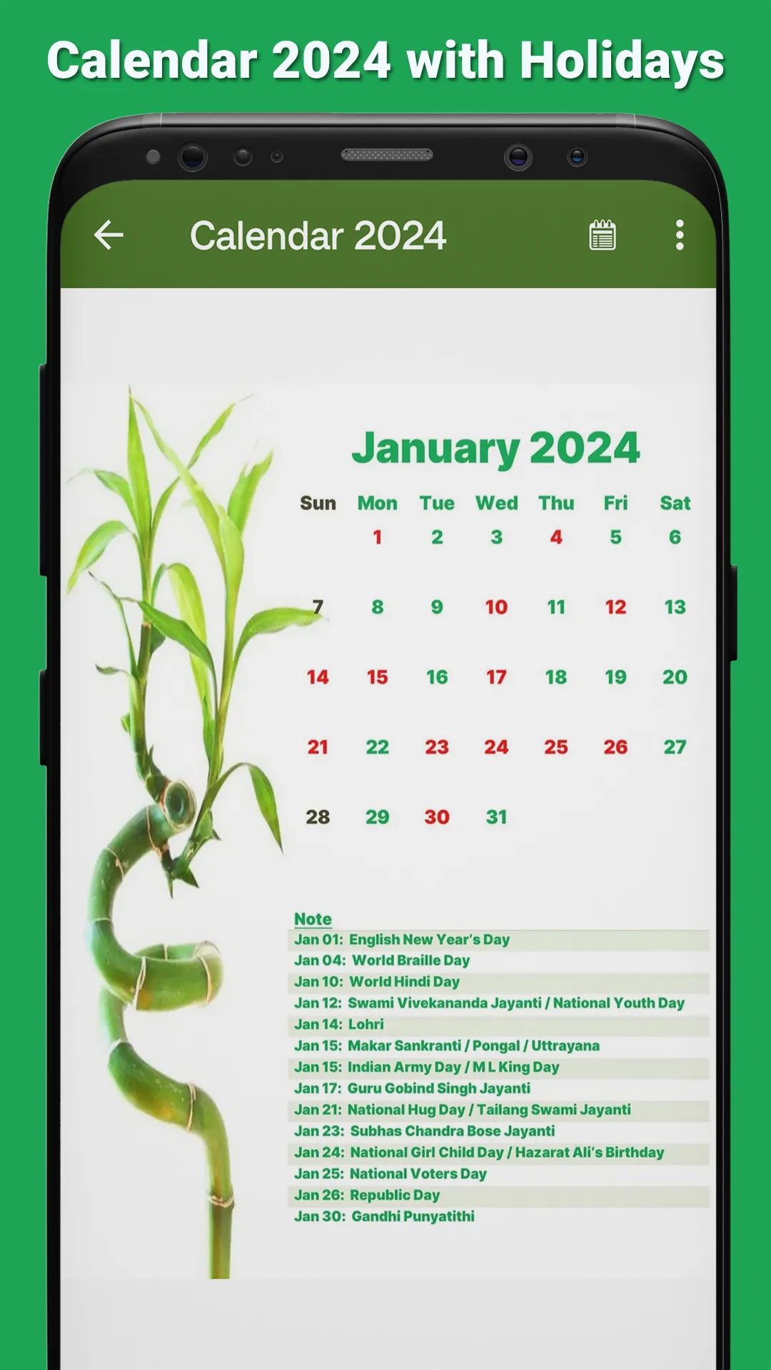 Calendar 2024 with Holidays | Indus Appstore | Screenshot