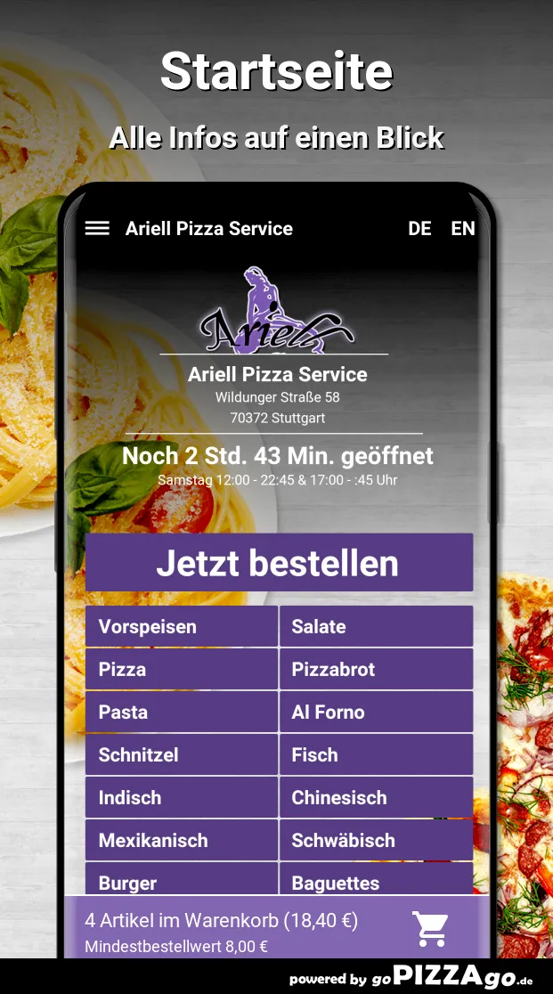 Ariell Pizza Service Stuttgart | Indus Appstore | Screenshot