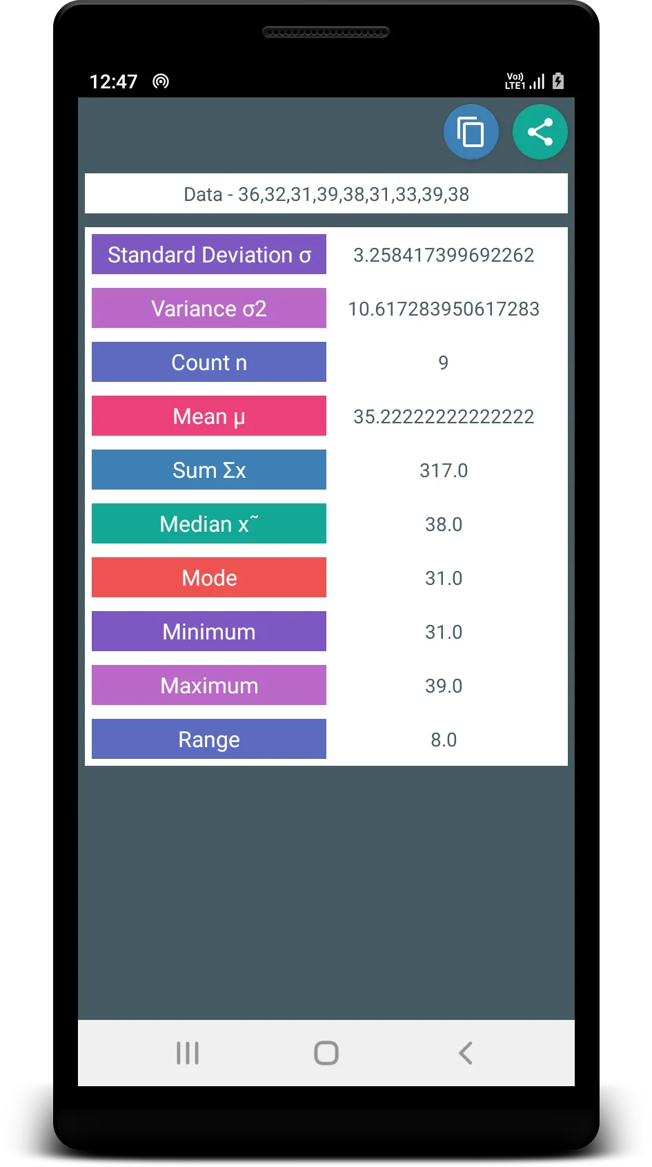 Standard Deviation Calculator | Indus Appstore | Screenshot