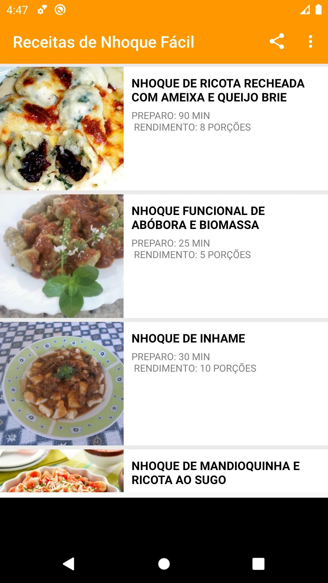 Receitas de Nhoque Fácil | Indus Appstore | Screenshot